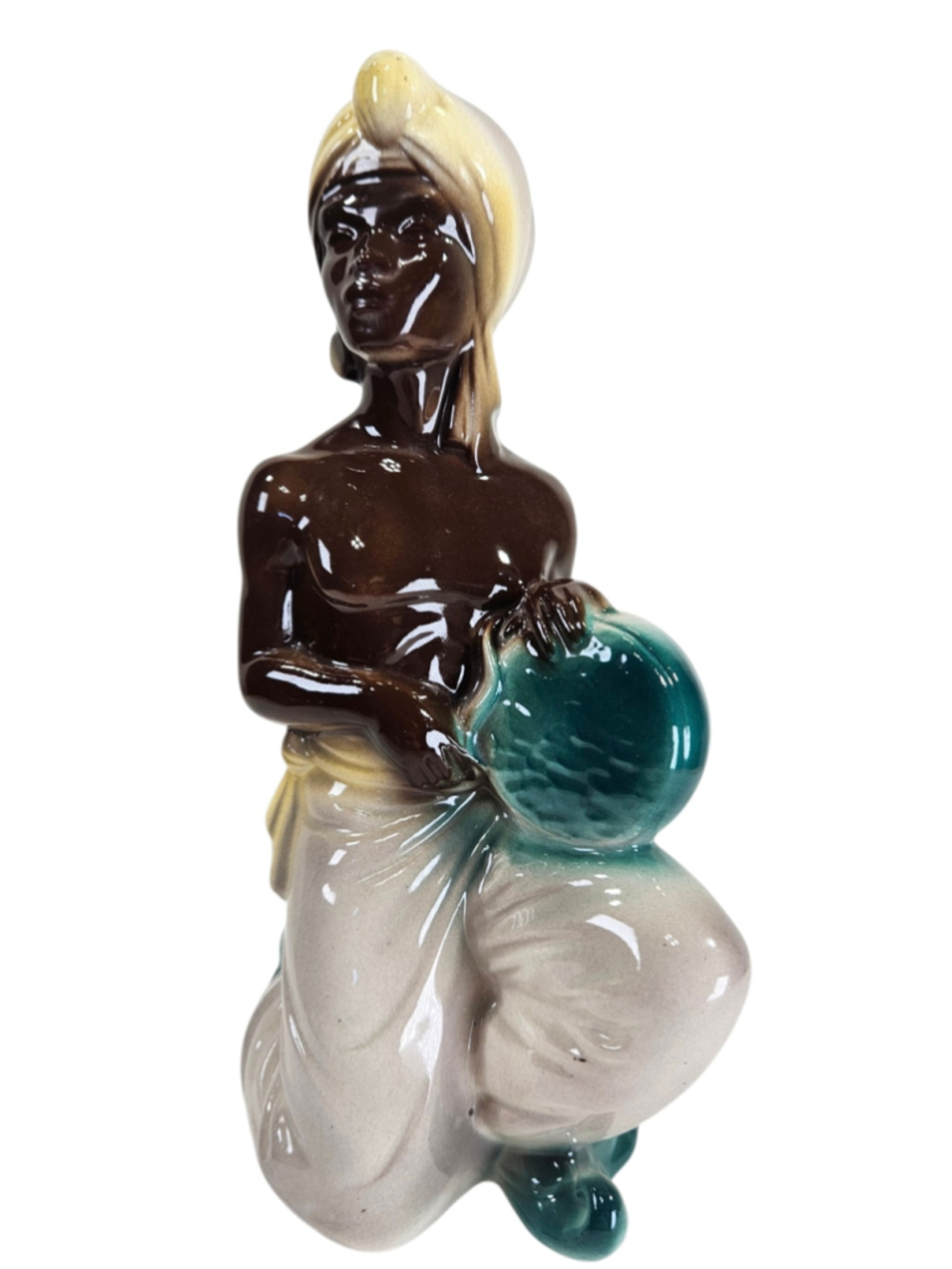 Vintage Royal Copley Blackamoor Balinese Figurine 8.5" Ceramic Statue